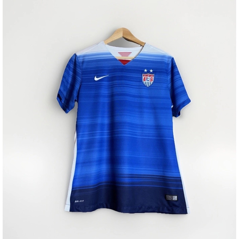 Nike Authentic Dri-Fit Women's Size L US Soccer 2015 World Cup Jersey Blue